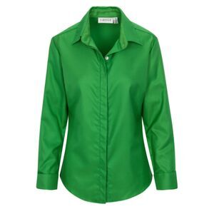 Farinaz Taghavi Attitude Shirt in Emerald Twill Size 8 Blouse Workwear Office